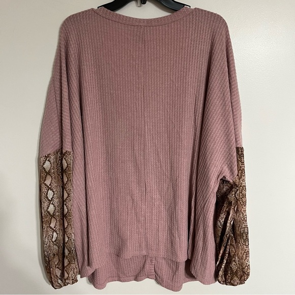 Women’s Truself Size 4XL Pink Snake Print Sleeves Button Up Cardigan Blouse - Picture 8 of 8